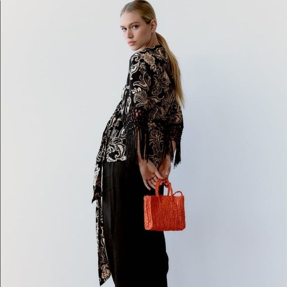 ZARA FRINGED PRINTED JACKET - Picture 6 of 13